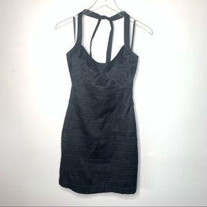 BCBG BLACK (ORE6G229) PANEL SATIN HALTER DRESS 4